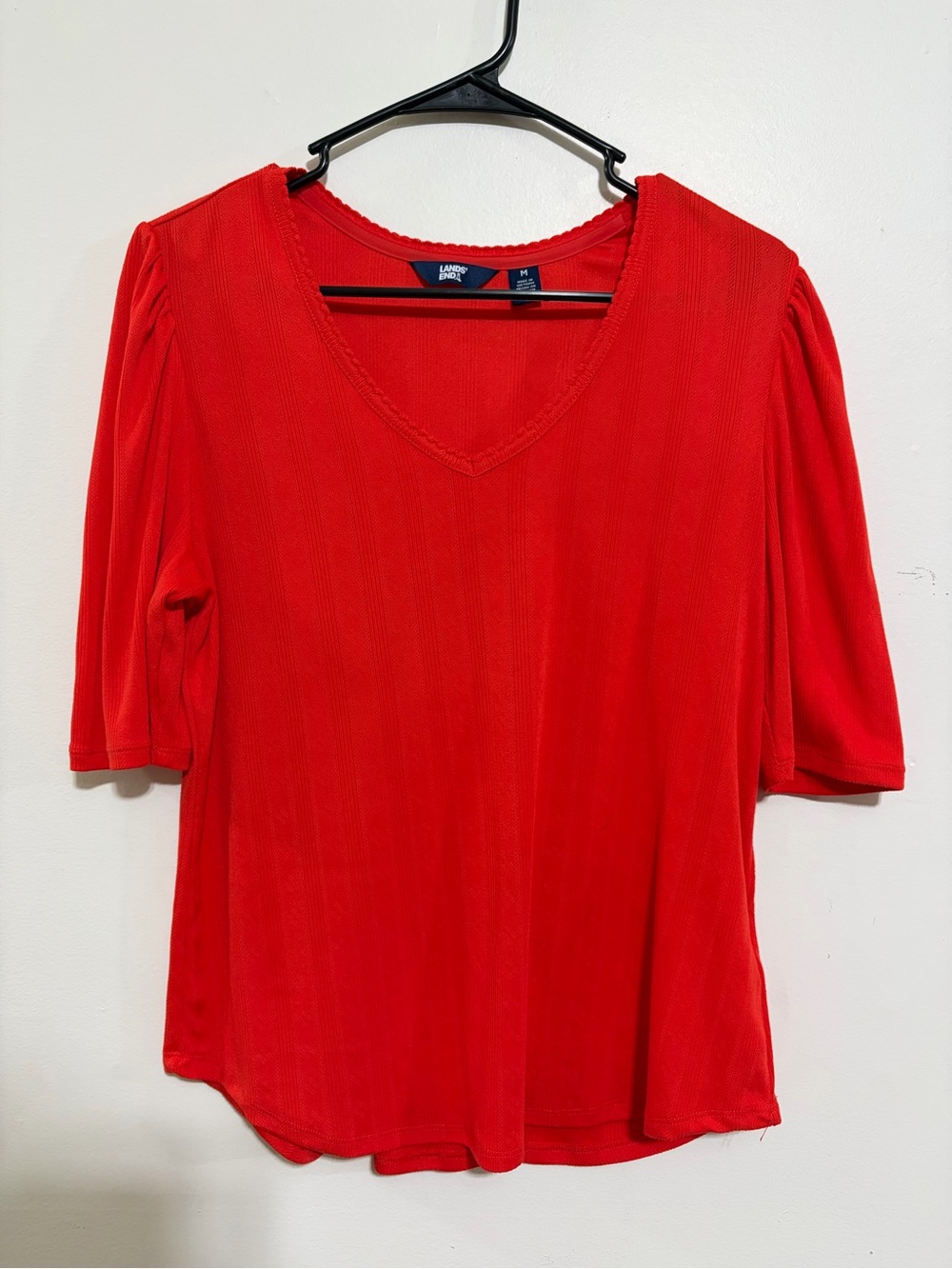 Lands' End Bright Red V-Neck Short Sleeve Women's Tunic